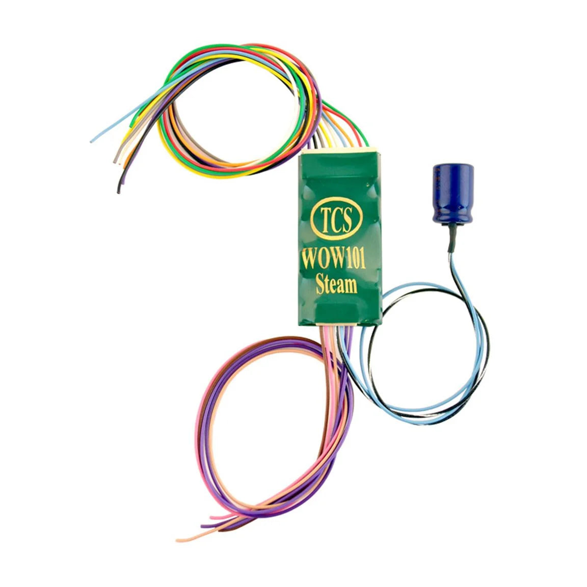 TCS - Train Control Systems WOW101-Steam Sound & DCC Control Decoder w/9-Pin JST - WOWSound(TM) -- Light, Medium & Heavy Steam - 1.35 x .66 x .22" 34.29 x 16.72 x 5.59mm - TCS1516