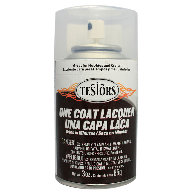 Testors One-Coat Lacquer Spray Can - 3oz 88.7mL -- Wet Look Clear - TES1834MT