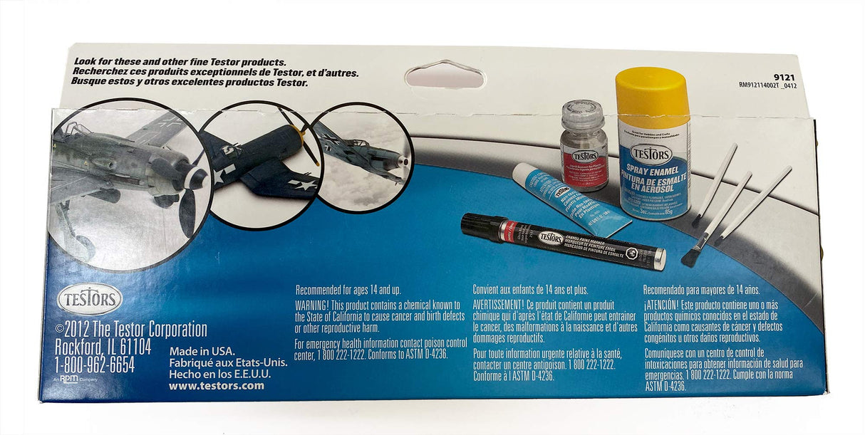 Testors Enamel Paint Sets -- 6 Aircraft Colors, 1 Thinner, 1 Cement Pen, 1 Paint Brush, 1 Tray