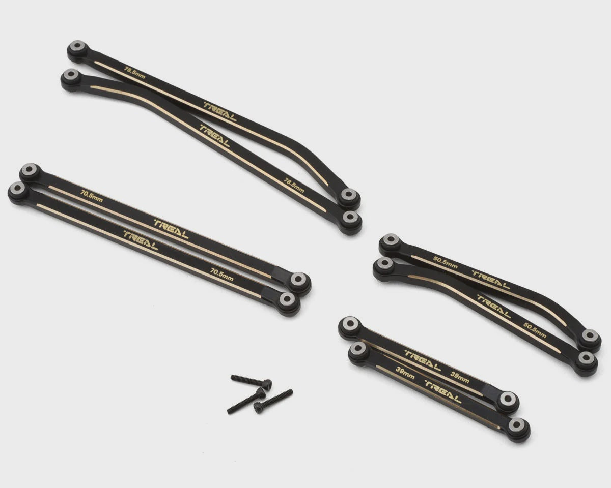 Treal Hobby Axial SCX24 Brass High Clearance Suspension Links Set (Black) (44g) (155mm Wheelbase) (Gladiator/Power Wagon)