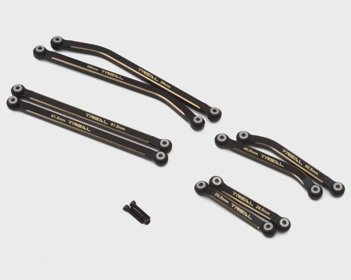 Treal Hobby Axial SCX24 Brass High Clearance Suspension Links Set (Black) (37.g) (133.7mm Wheelbase) (Deadbolt/Betty)