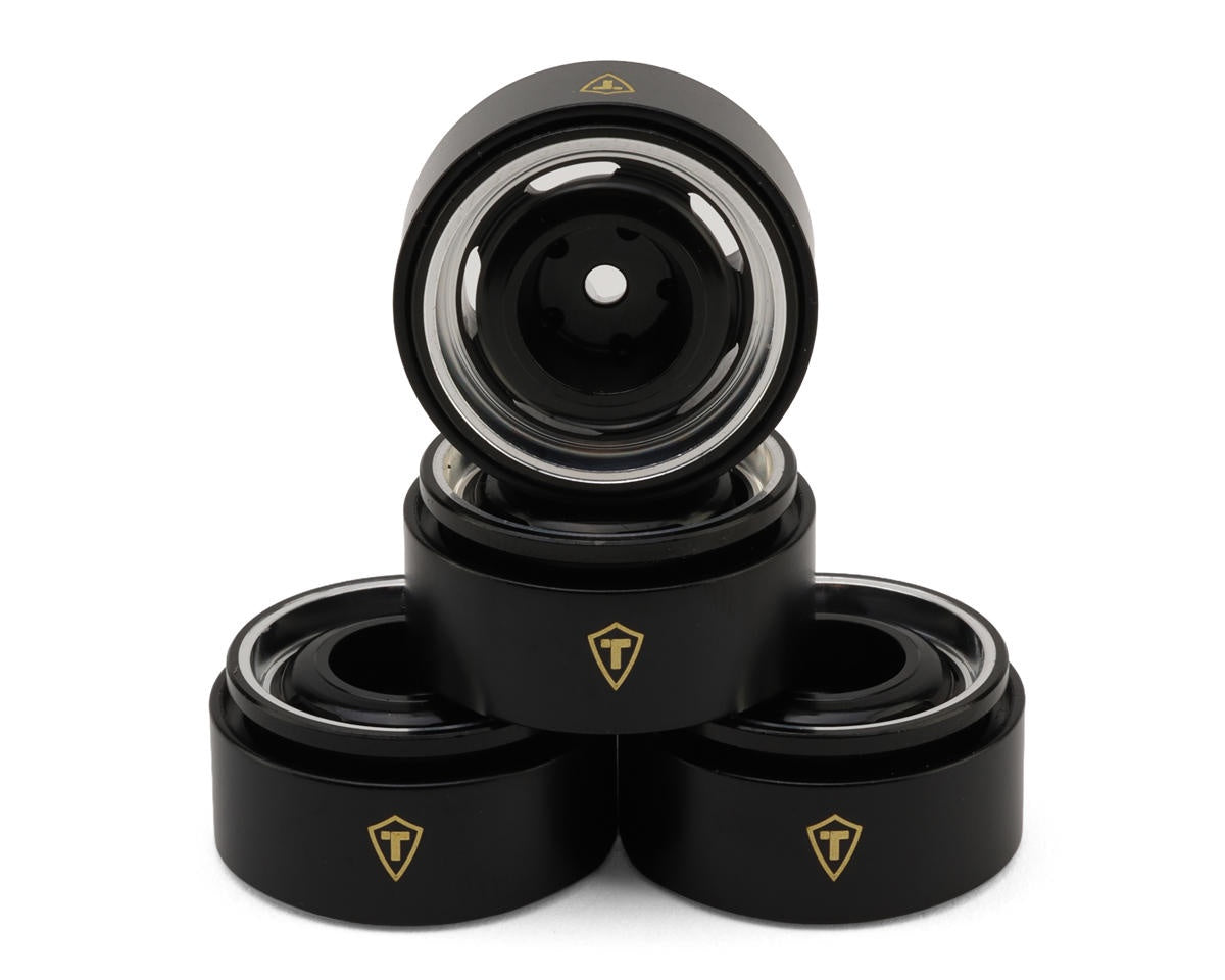 Treal Hobby Type-I 0.7" Aluminum Micro Crawler Beadlock Wheels (Black) (4) (9.5g ea) w/Brass Rings
