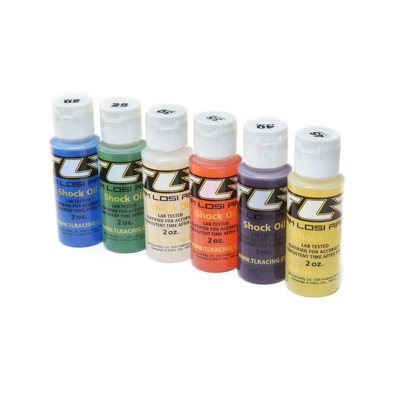 Team Losi Racing SIL SHOCK OIL 6 PACK, 20-45WT, 195-610CST, 2OZ - TLR74020