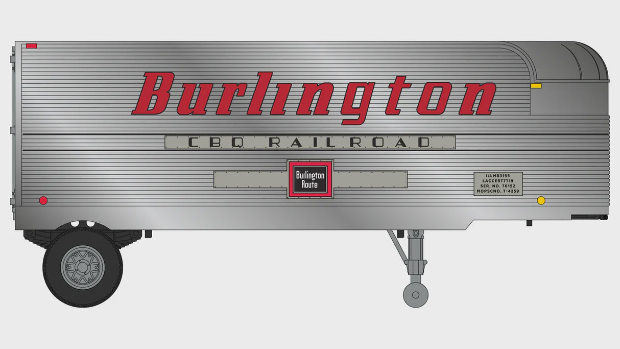 Class One Model Works HO Fruehauf 26' Trailer - Burlington Route