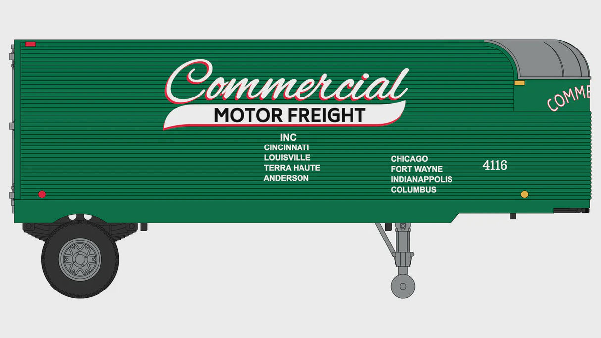 Class One Model Works HO Fruehauf 26' Trailer - Commercial Motor Freight