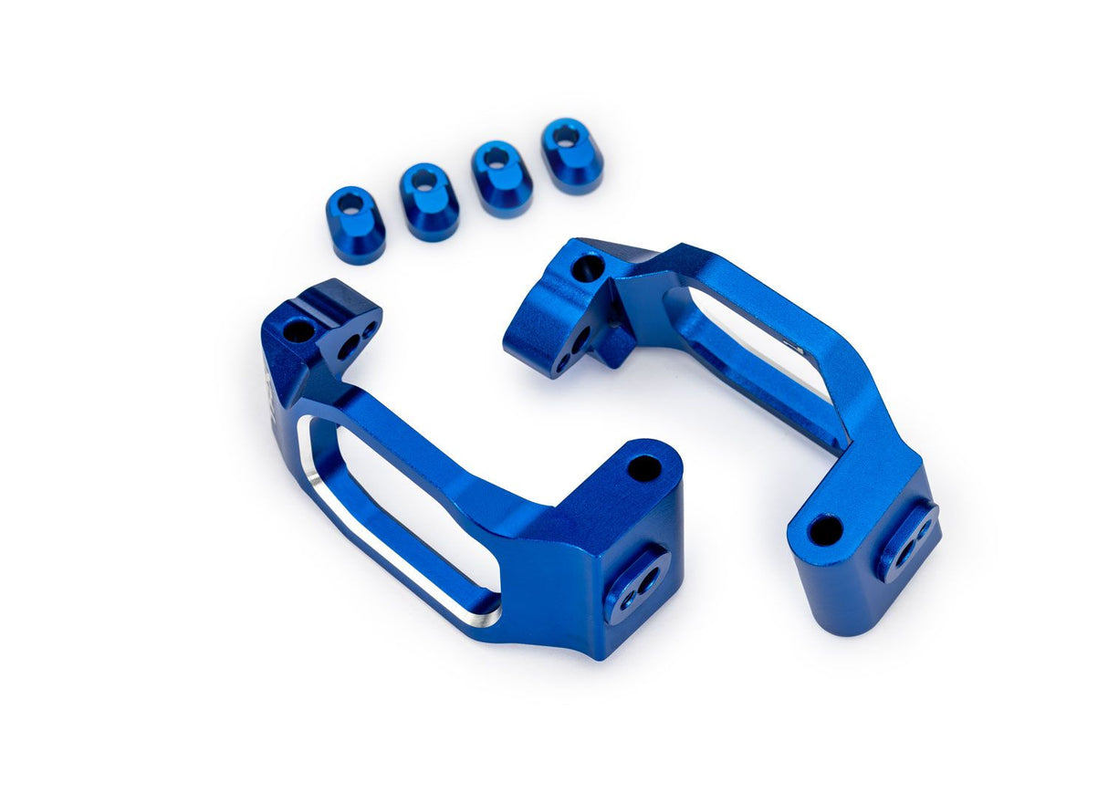 Traxxas 10232-BLUE Caster blocks, 6061-T6 aluminum (blue-anodized), left & right/ 4x22mm pin (4)/ 3x10mm BCS (with threadlock) (4)/ retainers (4)
