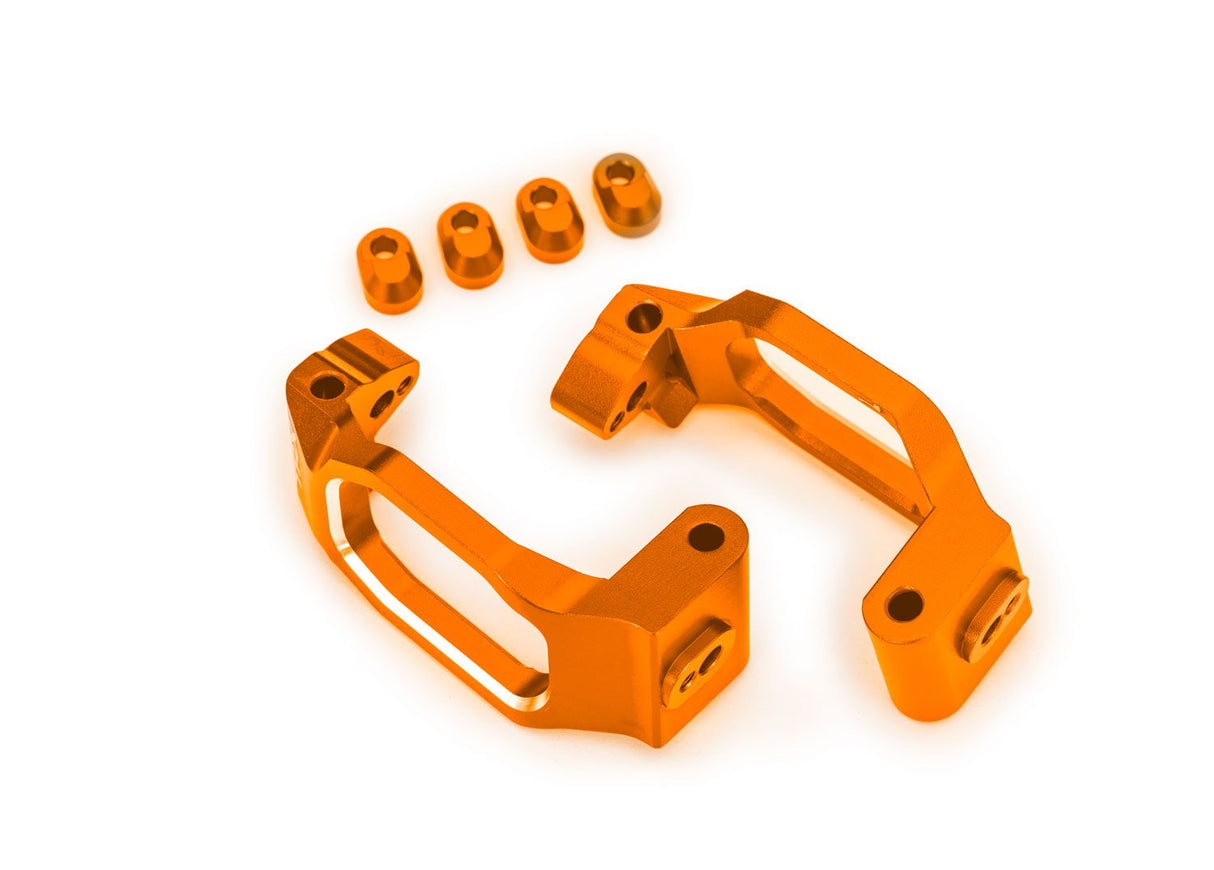 Traxxas 10232-ORNG Caster blocks, 6061-T6 aluminum (orange-anodized), left & right/ 4x22mm pin (4)/ 3x10mm BCS (with threadlock) (4)/ retainers (4)