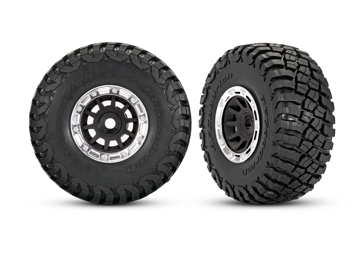 Traxxas 10870-STBLK 1.4" Black & Chrome Wheels w/ BFG Mud-Terrain Tires (2)