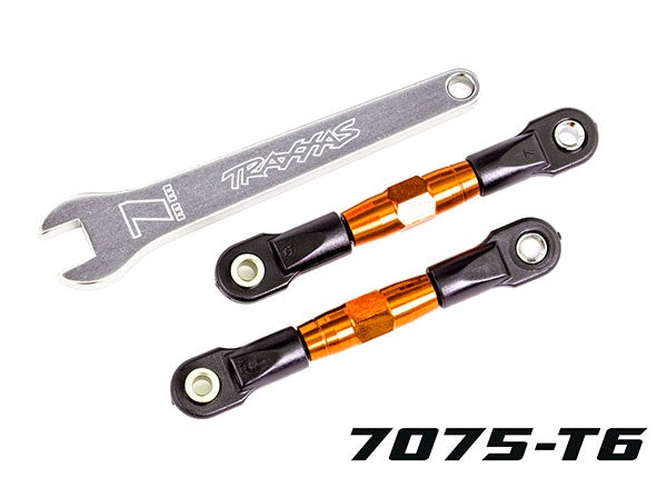 Traxxas 2443T Camber links, Rear (TUBES orange-anodized, 7075-T6 aluminum, stronger than titanium) (2) (assembled with rod ends and hollow balls)/ aluminum wrench (1)