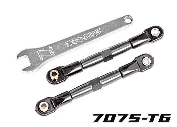 Traxxas 2444A Camber links, Front (TUBES charcoal - Gray-anodized, 7075-T6 aluminum, stronger than titanium) (2) (assembled with rod ends and hollow balls)/ aluminum wrench (1)