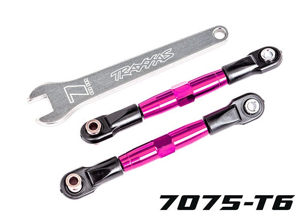 Traxxas 2444P Camber links, Front (TUBES pink-anodized, 7075-T6 aluminum, stronger than titanium) (2) (assembled with rod ends and hollow balls)/ aluminum wrench (1)