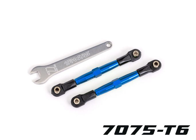 Traxxas 2445X Toe links, Front (TUBES - Blue-anodized, 7075-T6 aluminum, stronger than titanium) (2) (assembled with rod ends and hollow balls)/ aluminum wrench (1)