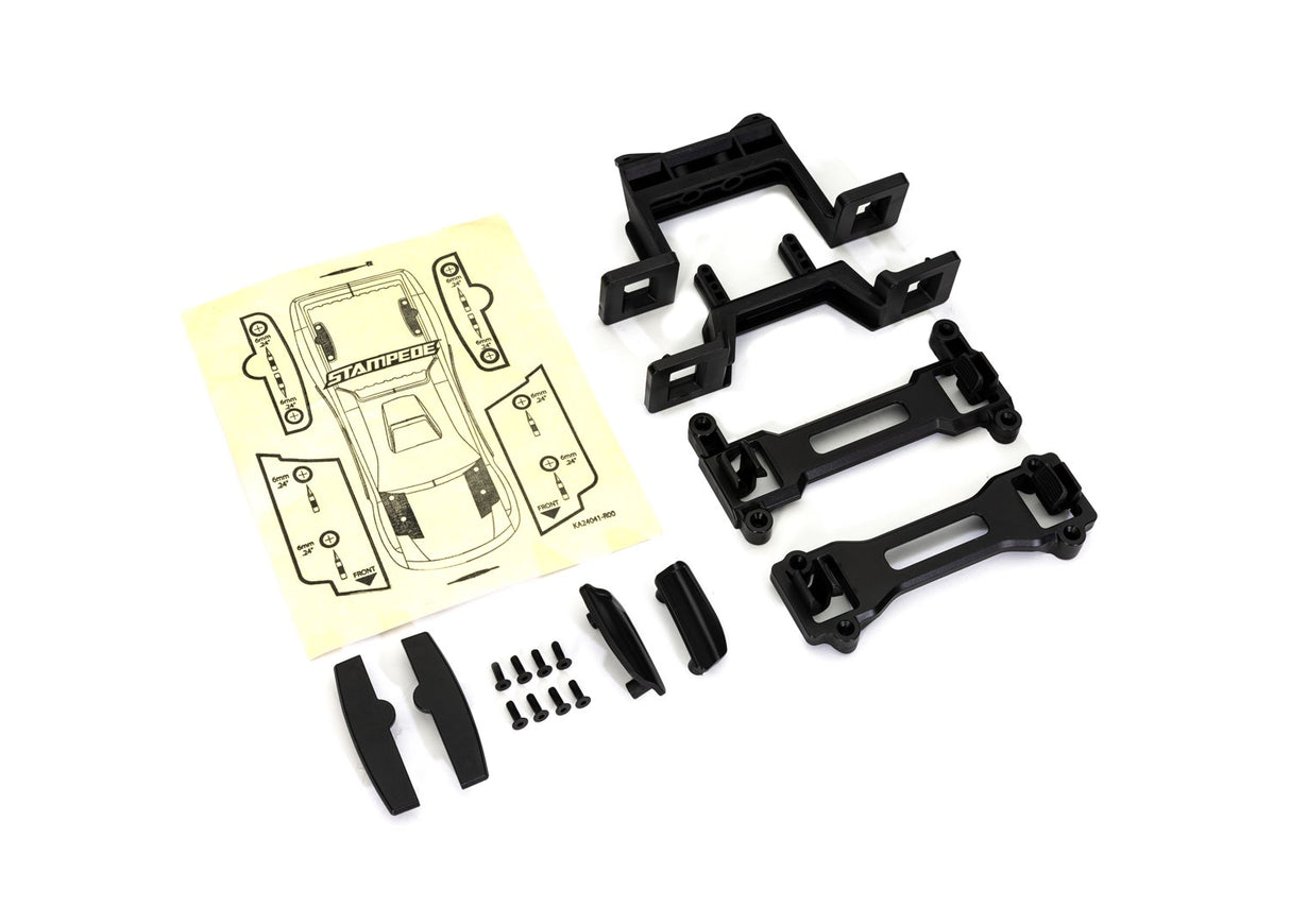 Traxxas 3619R Body conversion kit, Stampede (includes front & rear body mounts, latches, hardware) (for clipless mounting)