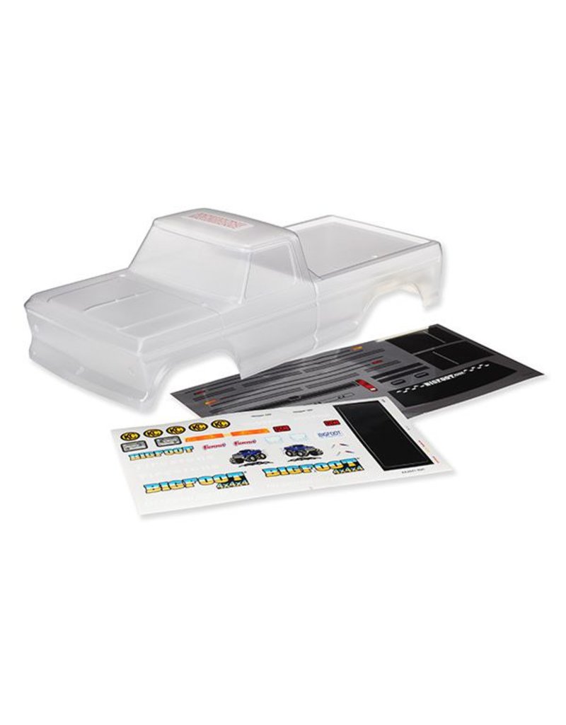 Traxxas 3660X Body, Bigfoot No. 1 (clear, requires painting)/ window masks/ decal sheet (requires #3747 body support for clipless mounting)