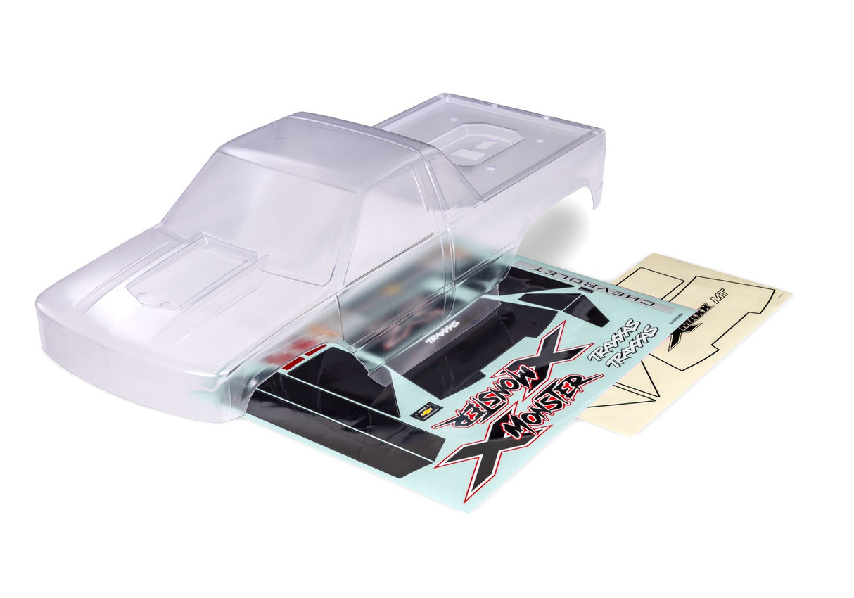 Traxxas 7697 Body, Chevrolet GMT400 CK Truck (clear, requires painting)/ window masks/ decal sheet (for clipless mounting) (fits X-Monster chassis)