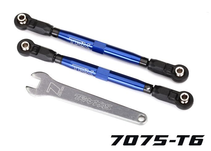 Traxxas 8547X Toe links, Front, Unlimited Desert Racer (TUBES - Blue-anodized, 7075-T6 aluminum, stronger than titanium) (102mm) (2) (assembled with rod ends and hollow balls)/ aluminum wrench, 7mm (1) - TRA8547X