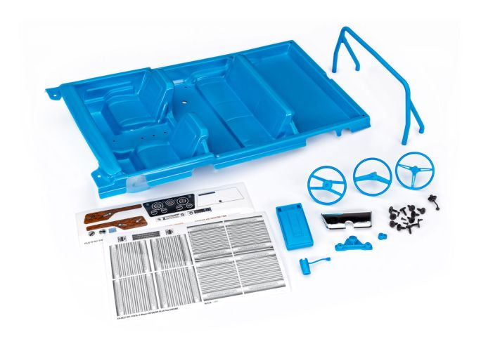 Traxxas 9114-BLUE Interior, Chevrolet Blazer (1969 -1972) (blue) (includes rollbar, gauge bezel, Steering Wheel and column, shifter, armrest, decals) (fits #9111, 9112, 9130, or 9131 series bodies)
