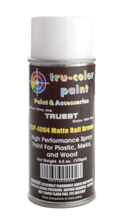 Tru-Color Paint Aerosol Spray Paint 4.5oz 135ml Can -- Matte Rail Brown - TUP4004