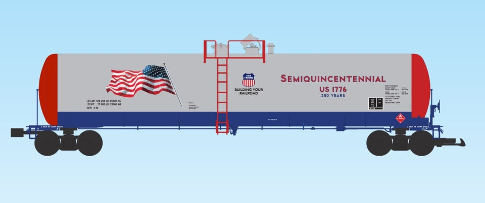 USA Trains R15181 Patriotic 55' Modern Tank Car, Silver/Blue/Red #2026