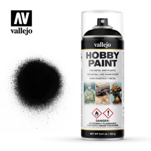 Vallejo Black Solvent-Based Acrylic Primer 400ml Spray - 28012