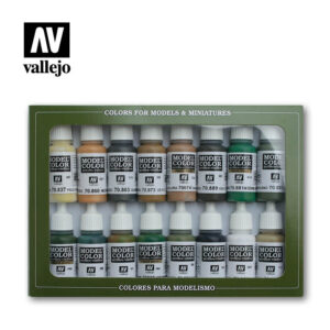 Vallejo 17ml Bottle WWII Allied Model Color Paint Set (16 Colors) - 70109
