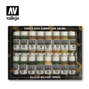 Vallejo 17ml Bottle Camouflage Panzer Aces Paint Set (16 Colors) - 70179
