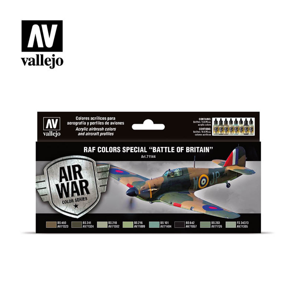 Vallejo 17ml Bottle RAF Special Battle of Britain Model Air War Paint Set (8 Colors) - 71144