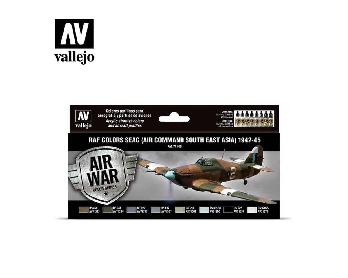 Vallejo 17ml Bottle RAF Colors SEAC (Air Command South East Asia) 1942-1945 Model Air Paint Set (8 Colors) - 71146