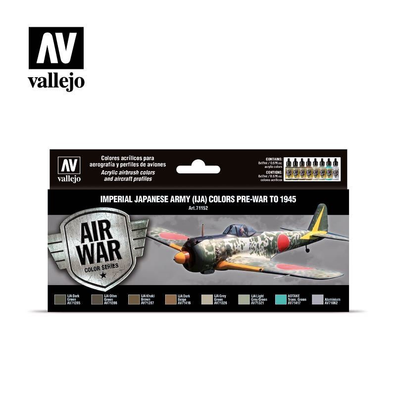 Vallejo 17ml Bottle IJA Pre-War to 1945 Model Air War Paint Set (8 Colors) - 71152