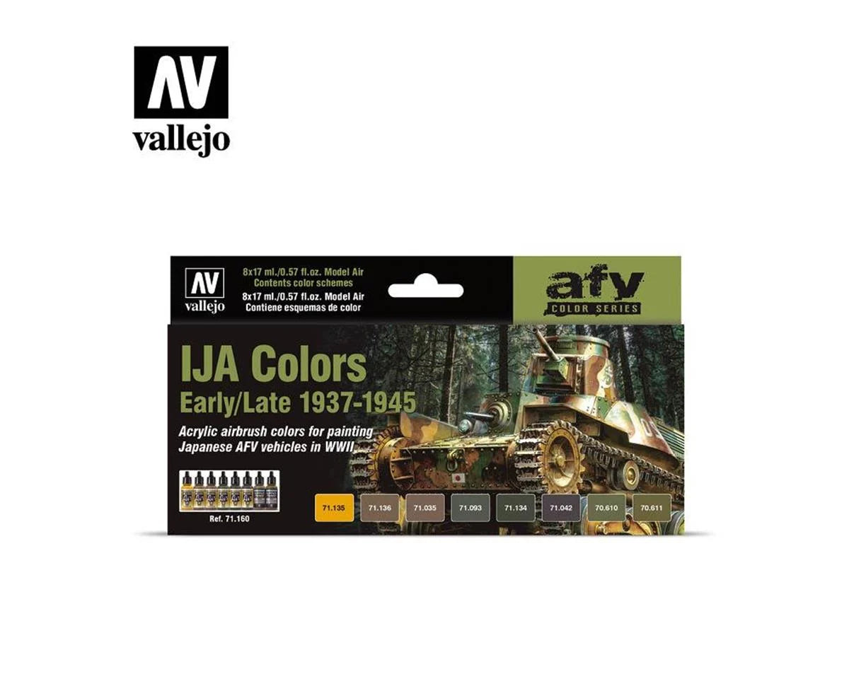 Vallejo 17ml Bottle IJA Camouflage Early/Late 1939-45 Model Air Paint Set (8 Colors) - 71160