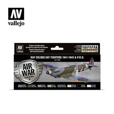 Vallejo 17ml Bottle RAF Day Fighters 1941-1945 PRU Model Air War Paint Set (8 Colors) - 71162