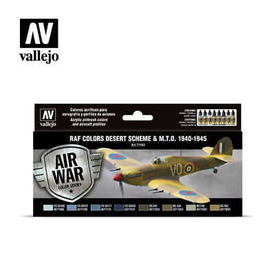 Vallejo 17ml Bottle RAF Desert Scheme & MTO 1940-1945 Model Air Paint Set (8 Colors) - 71163