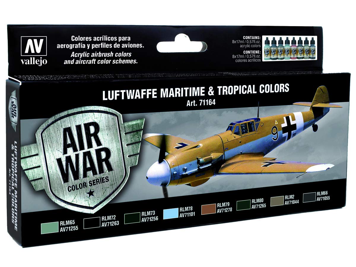Vallejo 17ml Bottle Luftwaffe Maritime & Tropical Model Air War Paint Set (8 Colors) - 71164