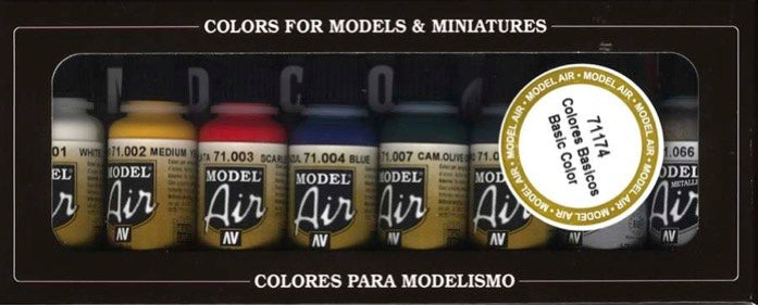 Vallejo 17ml Bottle Basic Model Air Paint Set (8 Colors) - 71174