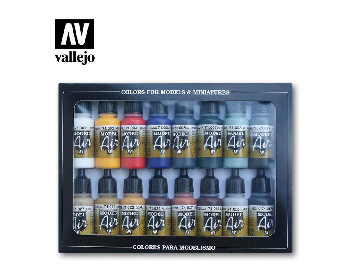 Vallejo 17ml Bottle Basic Model Air Paint Set (16 Colors) - 71178