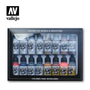 Vallejo 17ml Bottle Metallics Model Air Paint Set (16 Colors) - 71181