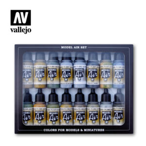Vallejo 17ml Bottle WWII USAAF Model Air Paint Set (16 Colors) - 71185