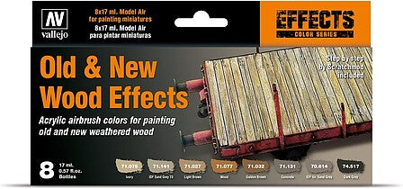 Vallejo 17ml Bottle Old & New Wood Effects Model Air Paint Set (8 Colors) - 71187