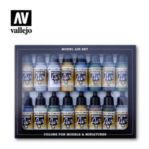 Vallejo 17ml Bottle WWII British Aircraft Model Air Paint Set (16 Colors) - 71189