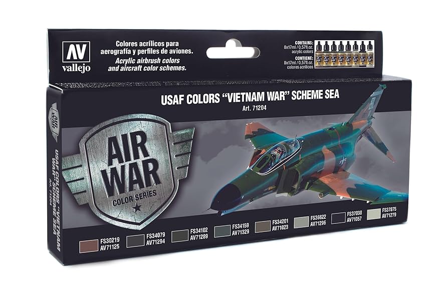 Vallejo 17ml Bottle USAF Vietnam War SEA (South East Asia) Model Air War Paint Set (8 Colors) - 71204