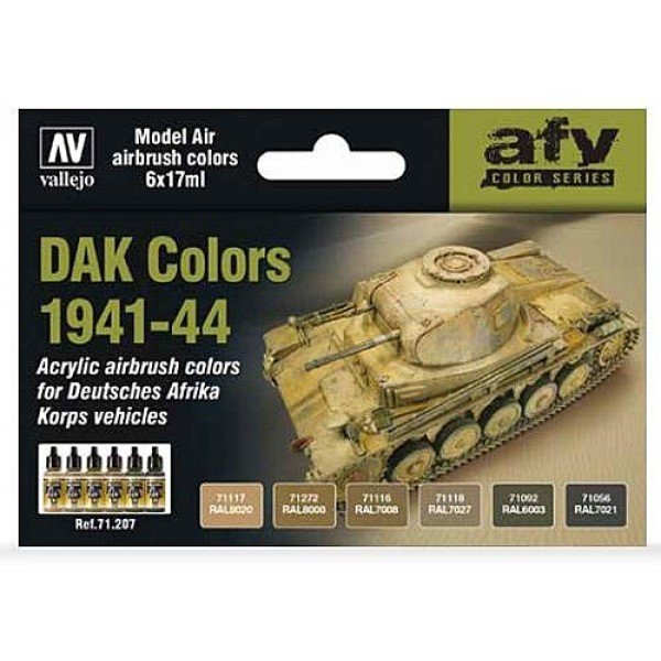 Vallejo 17ml Bottle DAK Vehicle 1941-1944 Model Air Paint Set (6 Colors) - 71207