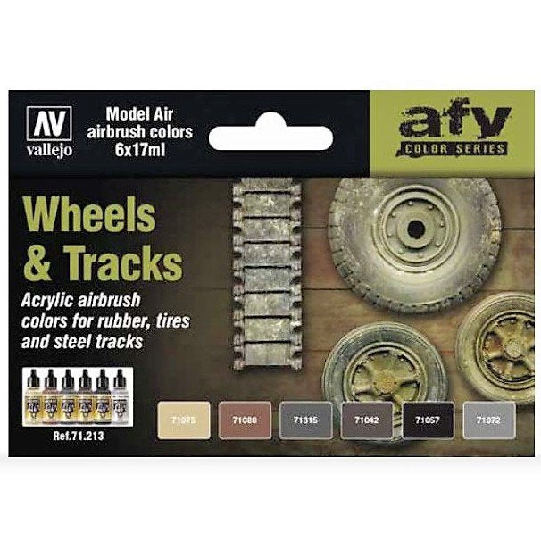 Vallejo 17ml Bottle Wheels & Tracks Model Air AFV Paint Set (6 Colors) - 71213