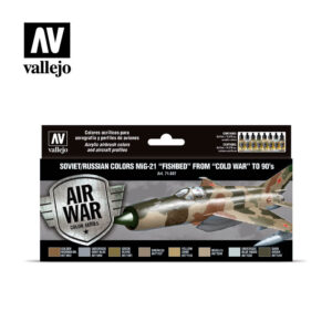 Vallejo 17ml Bottle Soviet/Russian Colors MiG21 Fishbed from Cold War to 90's Model Air Paint Set (8 Colors) - 71607
