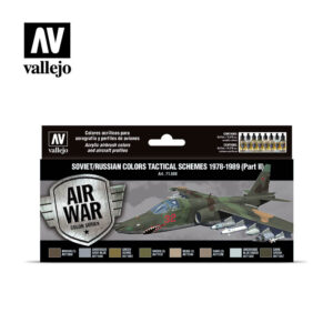 Vallejo 17ml Bottle Soviet/Russian Colors Tactical Schemes 1978-1989 Part II Model Air Paint Set (8 Colors) - 71608