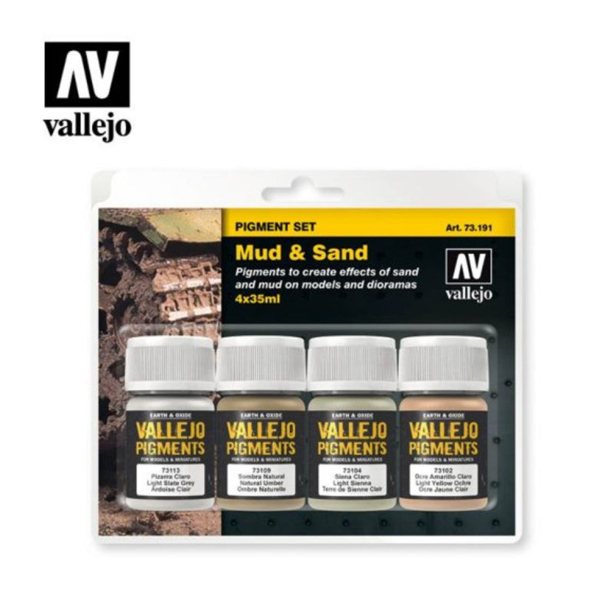 Vallejo 35ml Bottle Mud & Sand Pigment Powder Set (4 Colors) - 73191