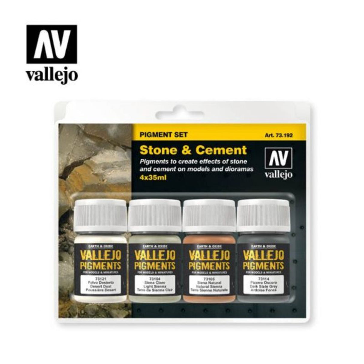 Vallejo 35ml Bottle Stone & Cement Pigment Powder Set (4 Colors) - 73192