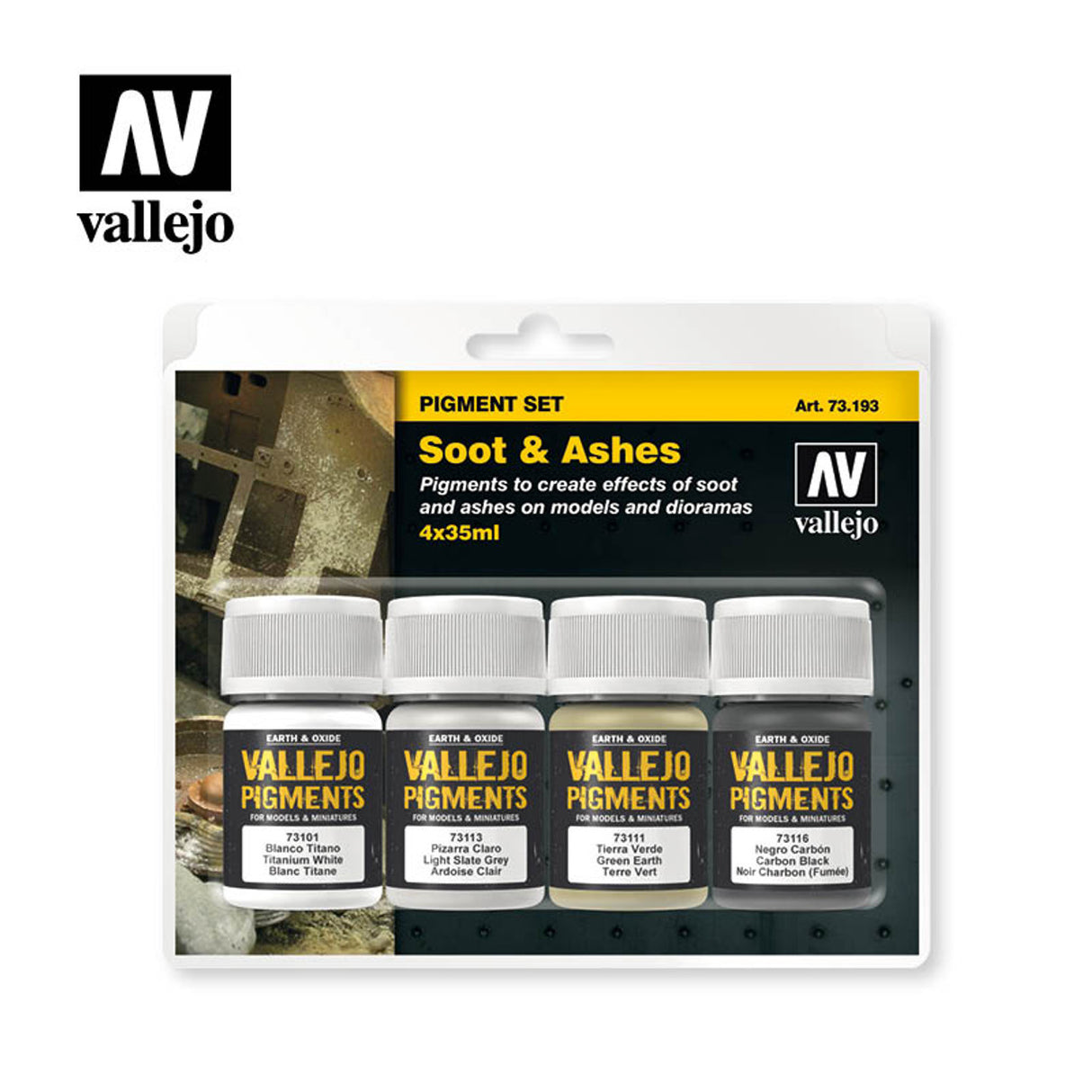 Vallejo 35ml Bottle Soot & Ashes Pigment Powder Set (4 Colors) - 73193