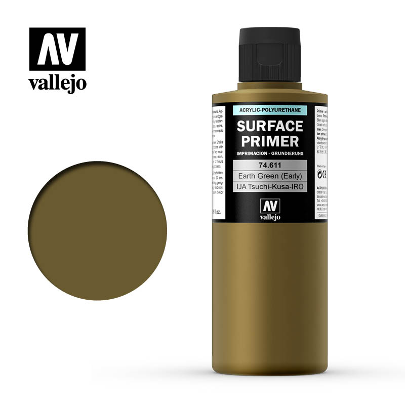Vallejo 200ml Bottle IJA Earth Green (Early) Surface Primer - 74611