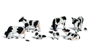 Woodland Scenics Scenic Accents(R) Animal Figures -- Holstein Cows pkg(7) - WOOA2724