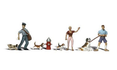 Woodland Scenics People & Pets - Scenic Accents(R) -- People, Dogs & Hydrant - WOOA2768
